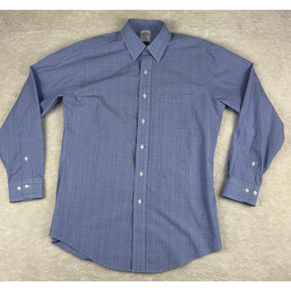 Brooks Brothers 1818 REGENT FIT Shirt Men Sz 15 2/3 MED Blue Button Up Preppy